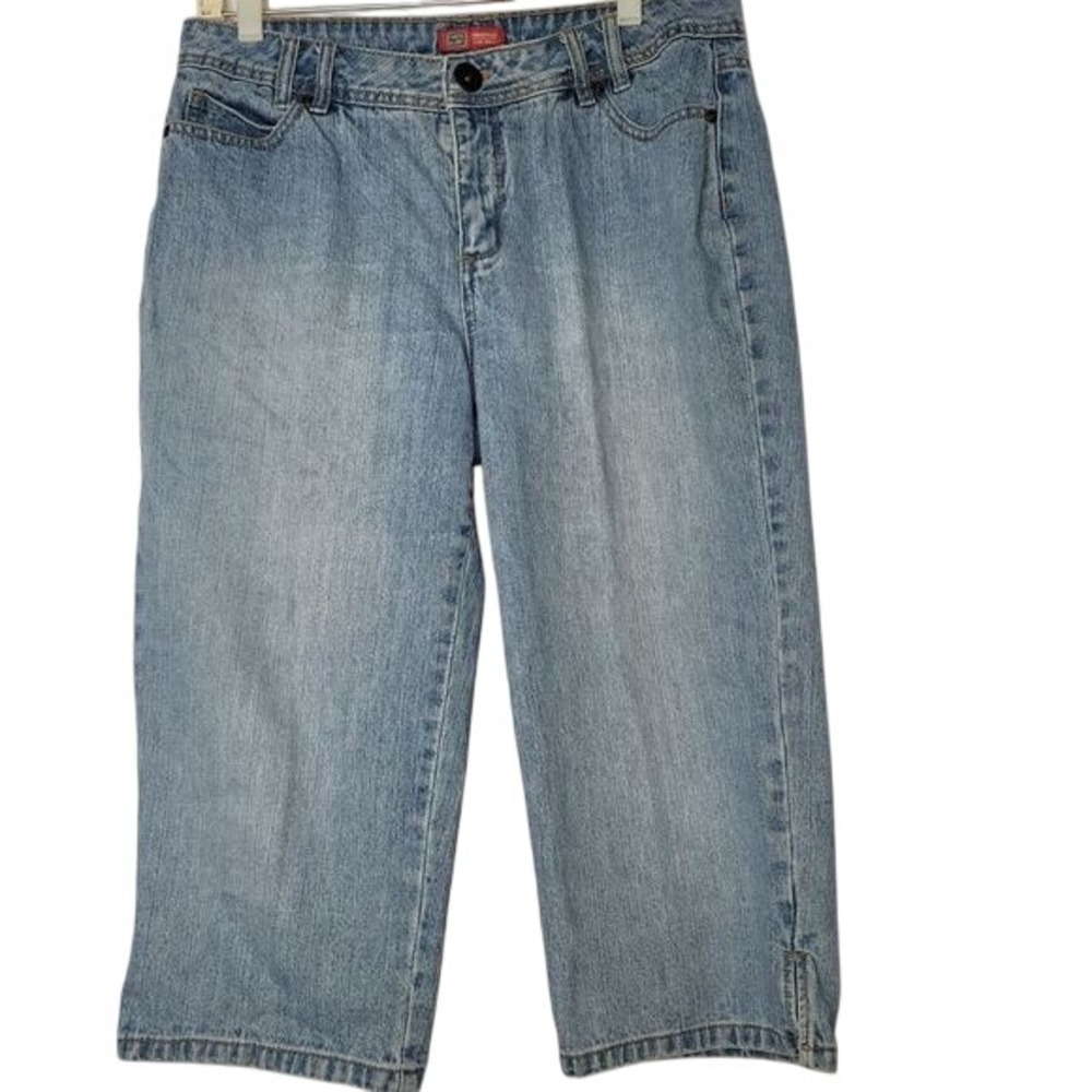 Faded Glory Capri Light Wash MidRise Relaxed Fit Jeans Denim Boho Chic Retro Y2K